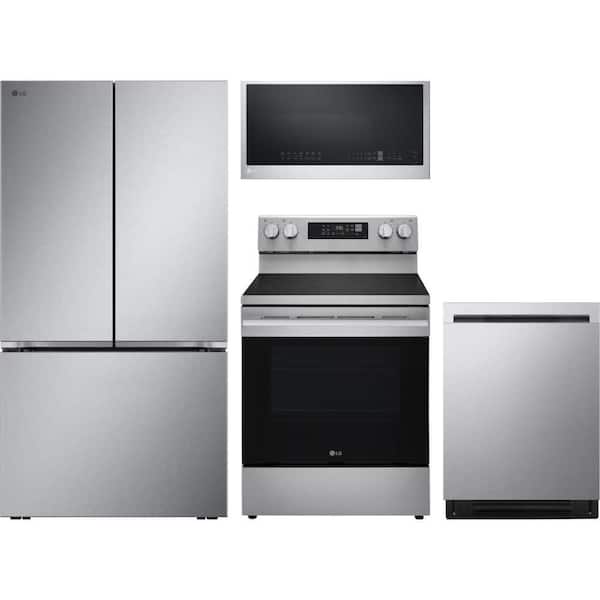 25 cu. ft. Counter Depth French Door Refrigerator with 5 Element Freestanding Electric Range & Dishwasher with 3rd Rack