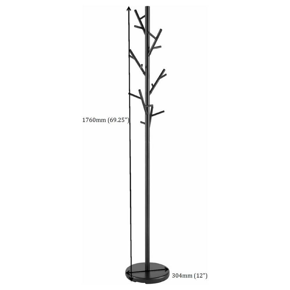 Black Metal Tree-Branch Inspired 18-Hook Coat Rack