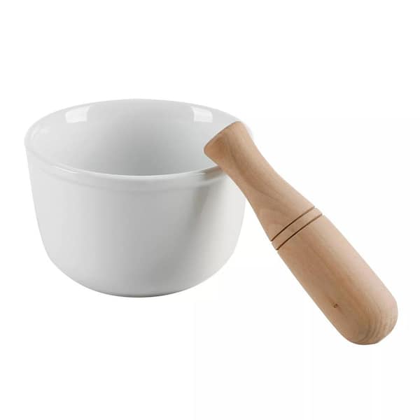 OUR TABLE Simply White 24 oz. Porcelain Mortar and Pestle Set