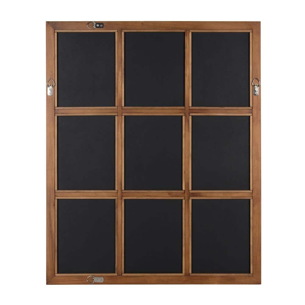 Rustic Caramel 26" x 32" Solid Wood 9-Pane Windowpane Wall Mirror