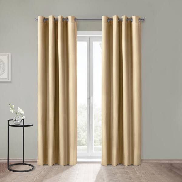 Unbranded Alpine Taupe Polyester Solid 52 in. W x 63 in. L Grommet Indoor Blackout Curtain (Single Panel)