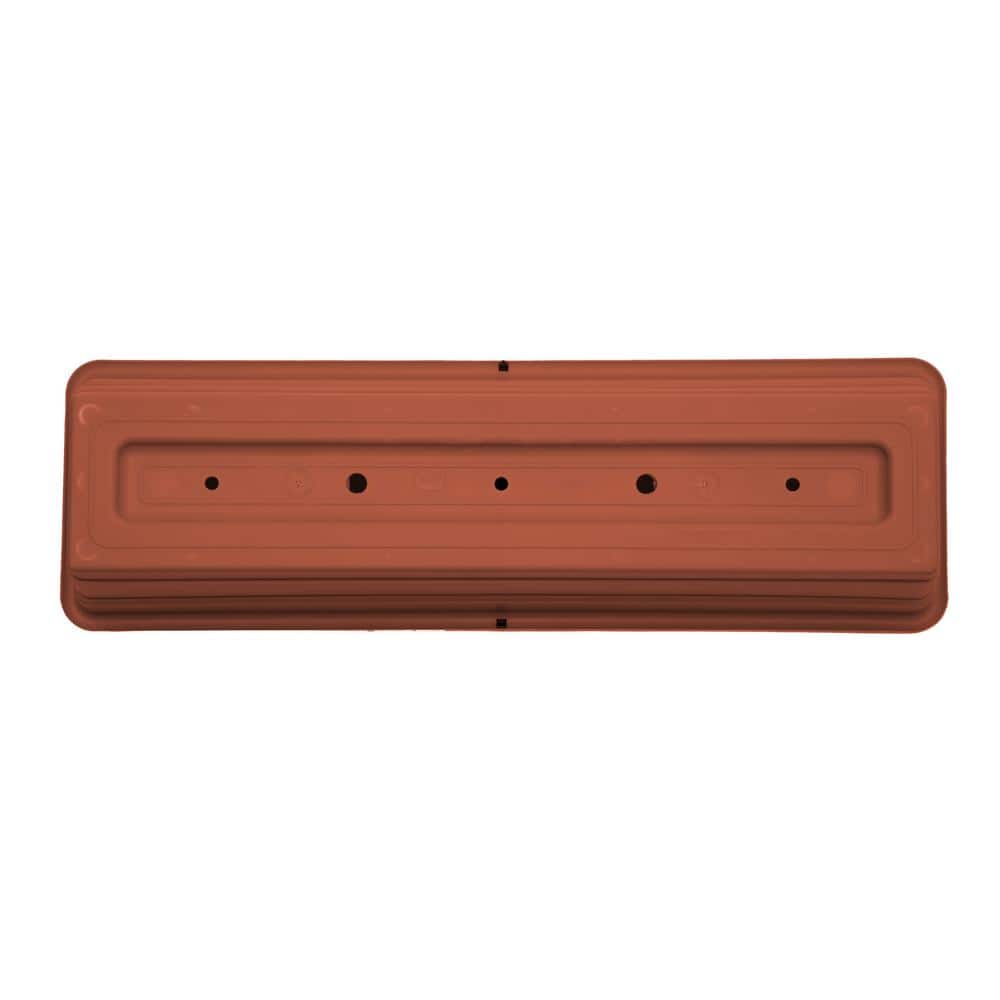 Terracotta Rectangular 24" Window Box with Drainage Holes & Saucer