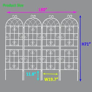 71 in. x 19.7 in. Metal Garden Trellis Rustproof Outdoor Flower Support for Climbing Plants, Cream White (4-Pack)