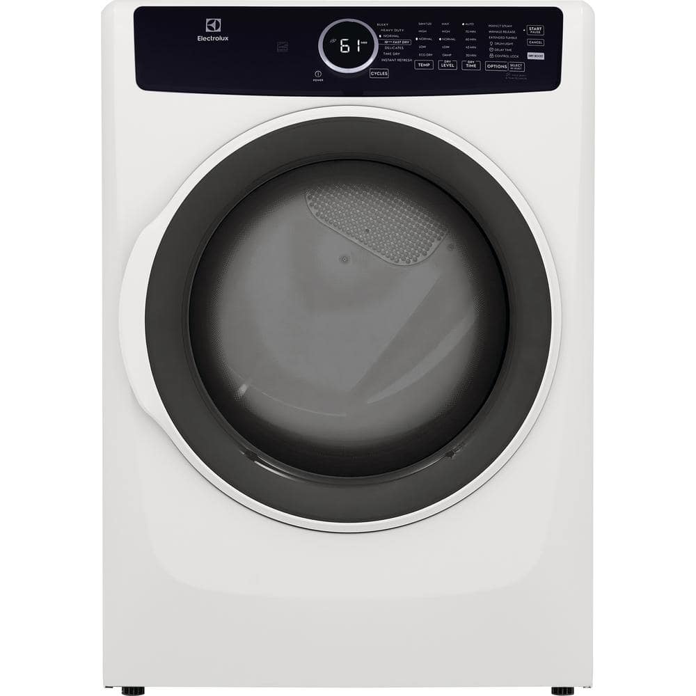 White Energy Star Front Load Electric Dryer with Steam and Moisture Sensing