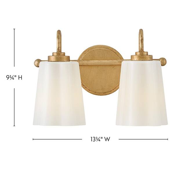 LARK - Honey 13.25 in. 2 Light Distressed Brass Vanity Light
