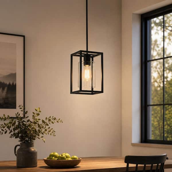 Briignite 4-Light Black Drum Pendant Light with Adjustable Chains