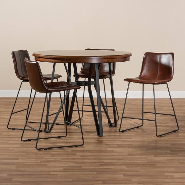 Grandview Traditional Brown 5 Piece Round Dining Set