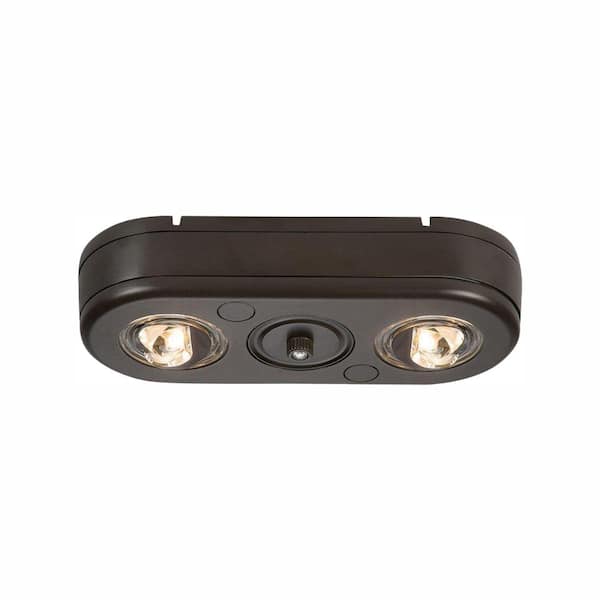 All-Pro Revolve Bronze Twin Head Dusk to Dawn Outdoor Integrated LED Security Flood Light with Photocell Sensor, 5000K Daylight