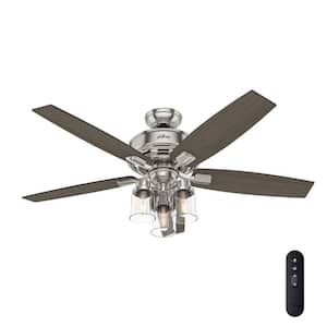 Bennett 52 in. LED Indoor Brushed Nickel Ceiling Fan with 3-Light Kit and Handheld Remote Control