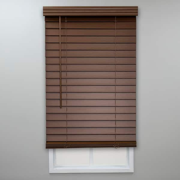 Eclipse Dark Oak Cordless Room Darkening Venetian Faux Wood Blinds with 2 in. Slats - 33.5 in. W x 48 in. L