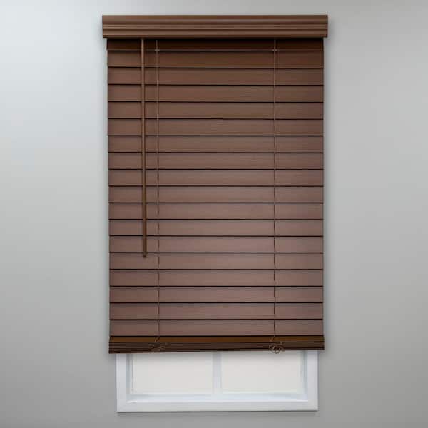 Eclipse Dark Oak Cordless Room Darkening Venetian Faux Wood Blinds with 2 in. Slats - 53.5 in. W. x 72 in. L