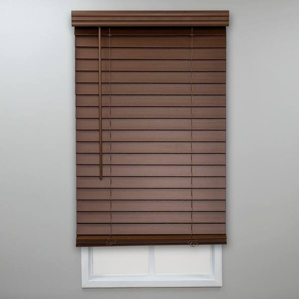 Eclipse Dark Oak Cordless Room Darkening Venetian Faux Wood Blinds with 2 in. Slats - 69.5 in. W x 72 in. L