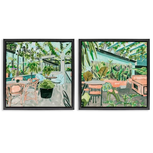 Stupell Industries Plant Filled Cafe Views by Melissa Wang 2-Pieces Black Floater Frame Home Graphic Art Print 18 in. x 18 in.