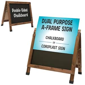 Excello 18 in. x 24 in. A-Frame Chalkboard Sign and Coroplast Poster Holder, Rustic Brown