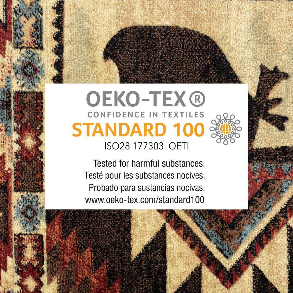 Buffalo Southwest Lodge Wildlife 94" Red Synthetic Area Rug