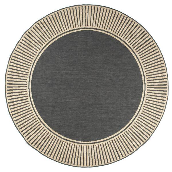 nuLOOM Asha Simple Border Dark Grey 6 ft. 7 in. x 6 ft. 7 in. Round ...