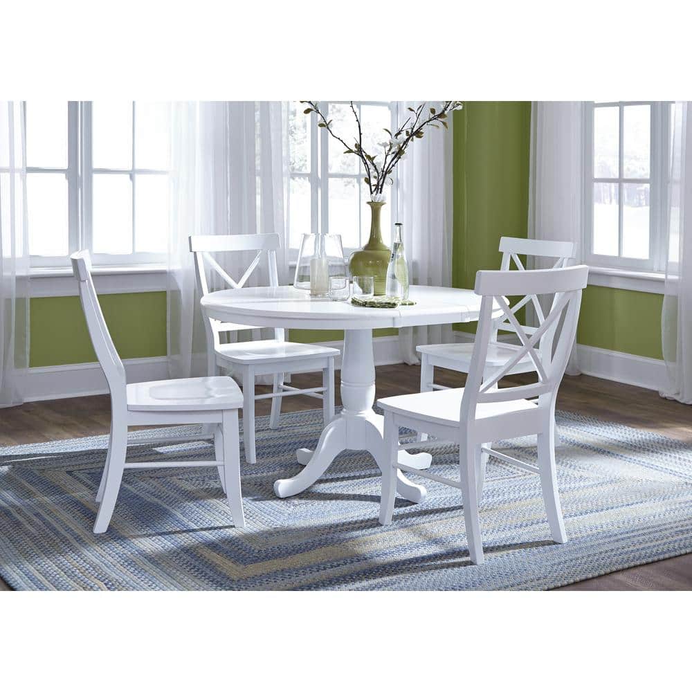 White High Cross Back Solid Wood Side Chair