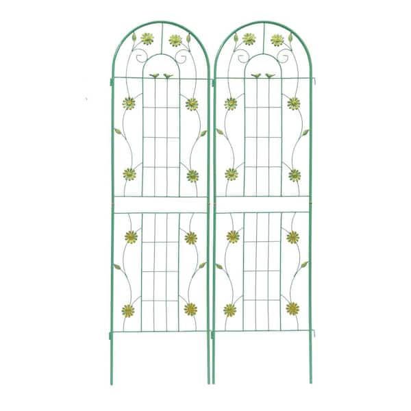 Misopily 71 in. x 19.7 in. Outdoor Metal Garden Trellis Rustproof Trellis for Climbing Plants in Green (2 Pack)