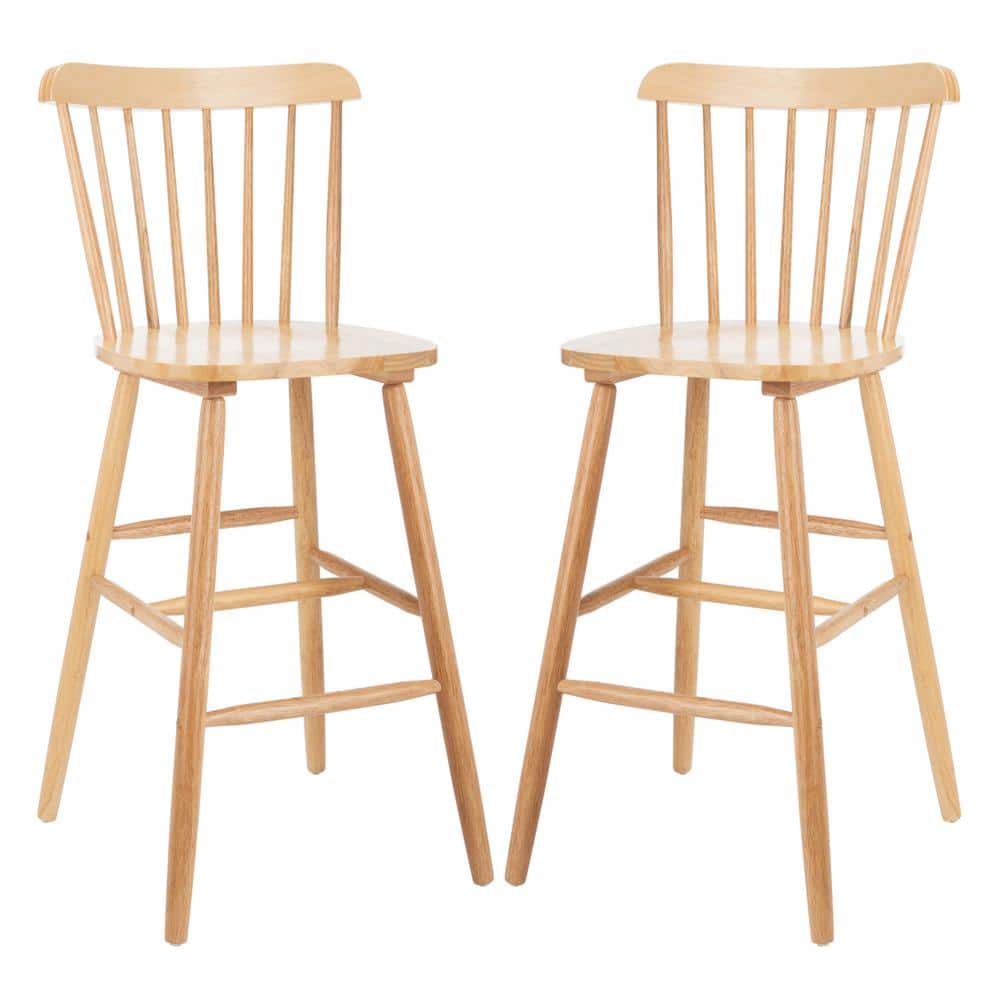 Galena Natural Rubberwood Spindle Back Bar Stool Set