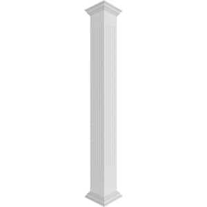 11-5/8 in. x 8 ft. Premium Square Non-Tapered, Fluted PVC Column Wrap Kit, Crown Capital and Base