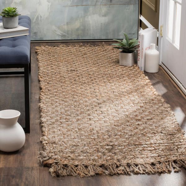 Natural Fiber Beige 3 ft. x 14 ft. Solid Runner Rug