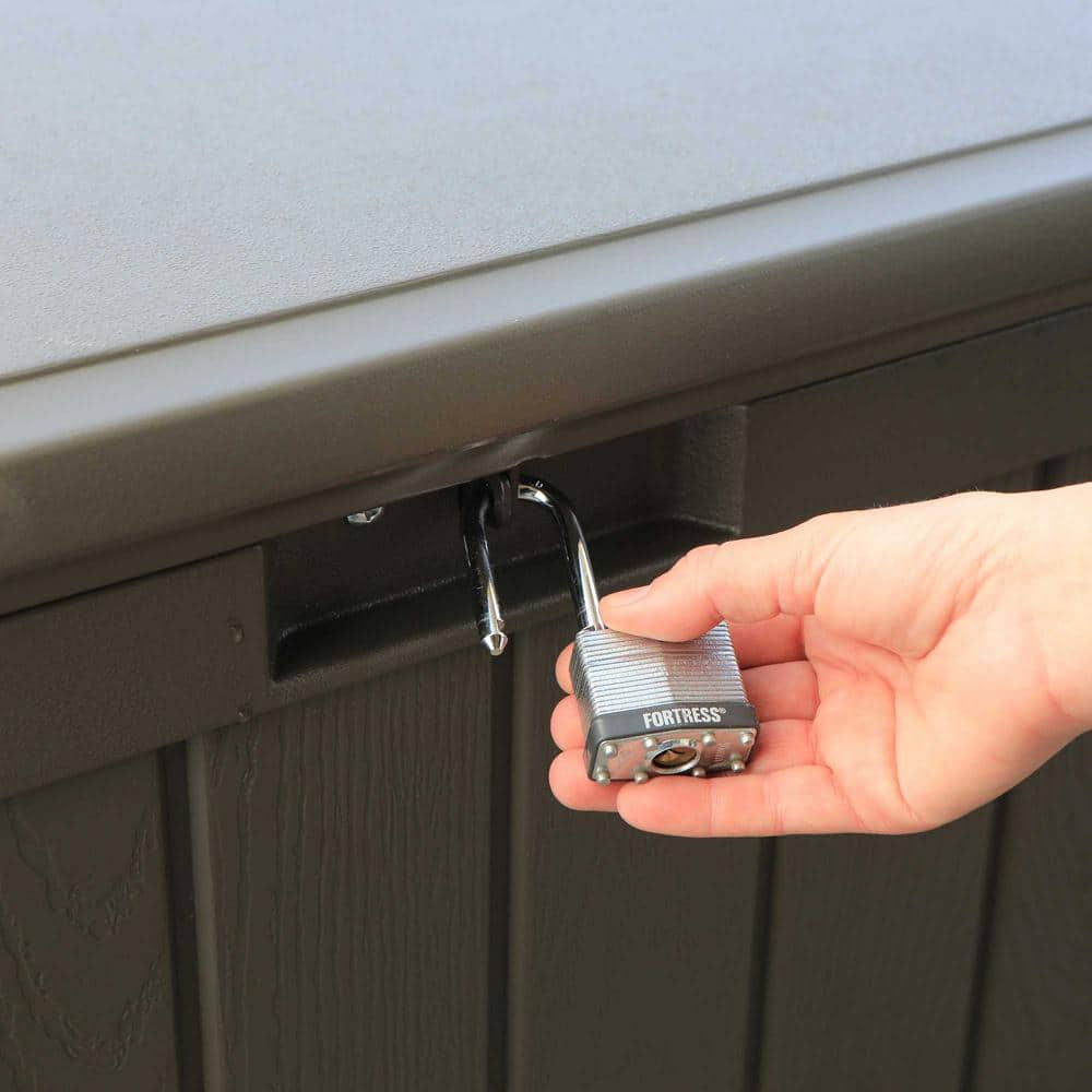 Brown Lockable High-Density Polyethylene Outdoor Deck Box Bench