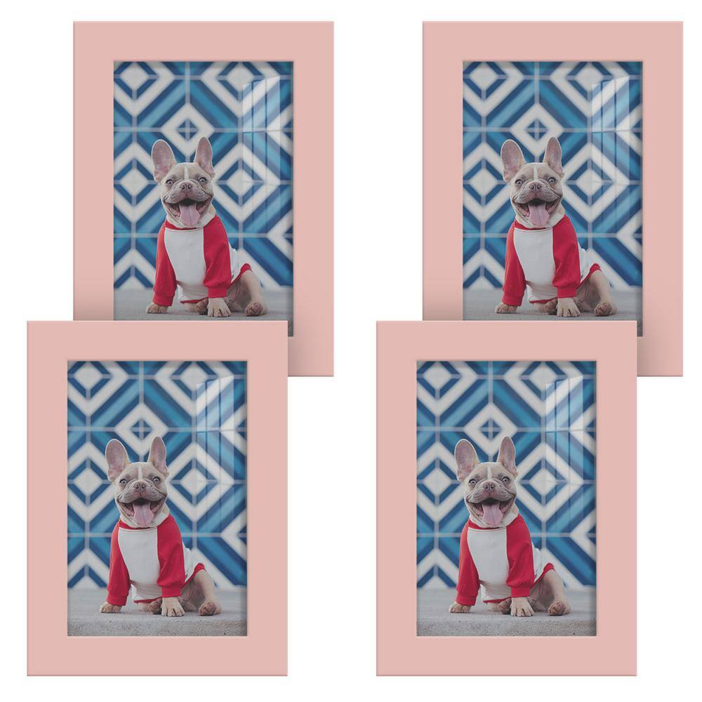 Wexford Home Modern 4 in. x 6 in. Pink Picture Frame (Set of 4) WF012B