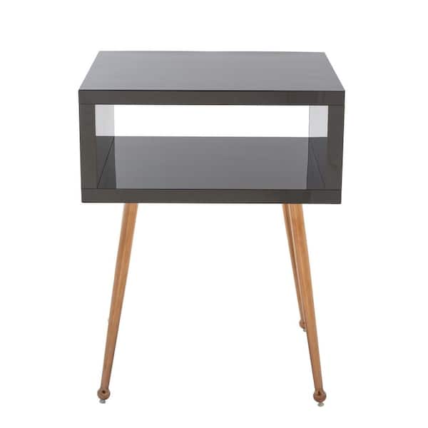 Wateday Open Shelf Black Nightstand, 23.22"Hx17.91"Wx15.16"D