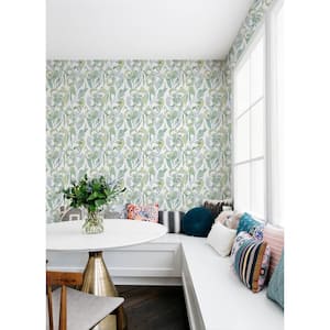 Nathalie Light Green Abstract Blooms Wallpaper Sample