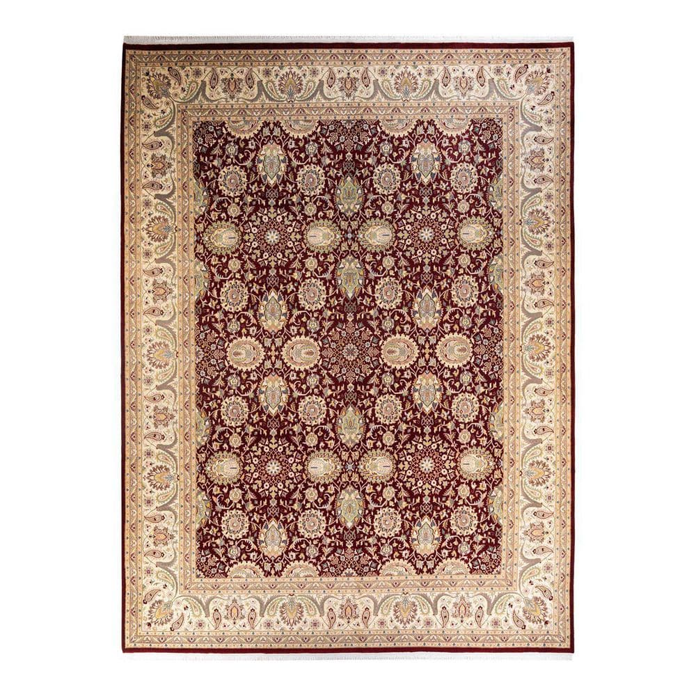 Handmade Red Wool 9' x 12' Traditional Area Rug