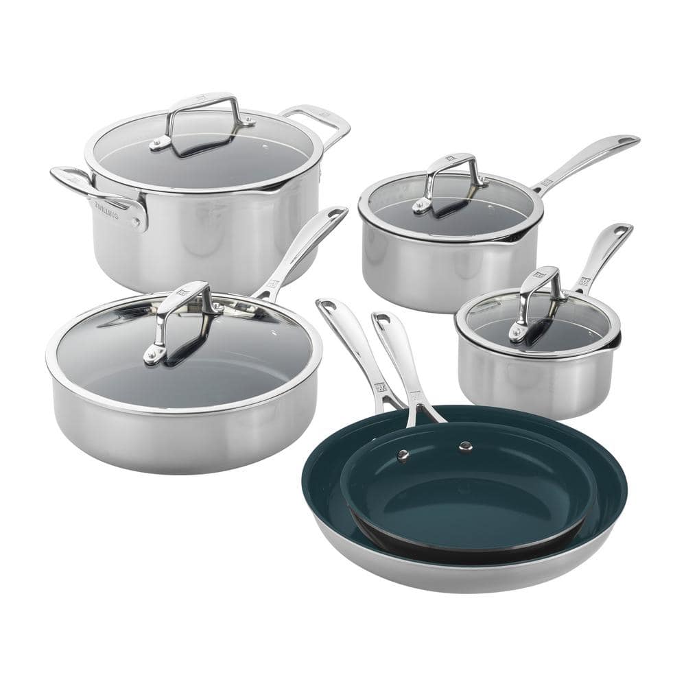 ZWILLING Clad CFX Stainless Steel Nonstick Cookware Set, (10