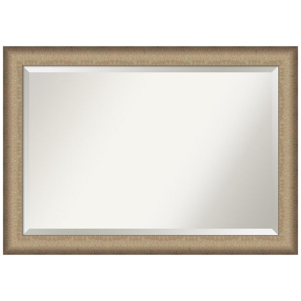 Medium Rectangle Elegant Brushed Bronze Beveled Glass Casual Mirror (29 in. H x 41 in. W)