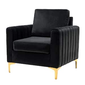 JAYDEN CREATION Ennomus Modern Navy Velvet Cushion Back Club Chair with  Golden Metal Legs and Track Arms CHHQ0468-NAVY - The Home Depot