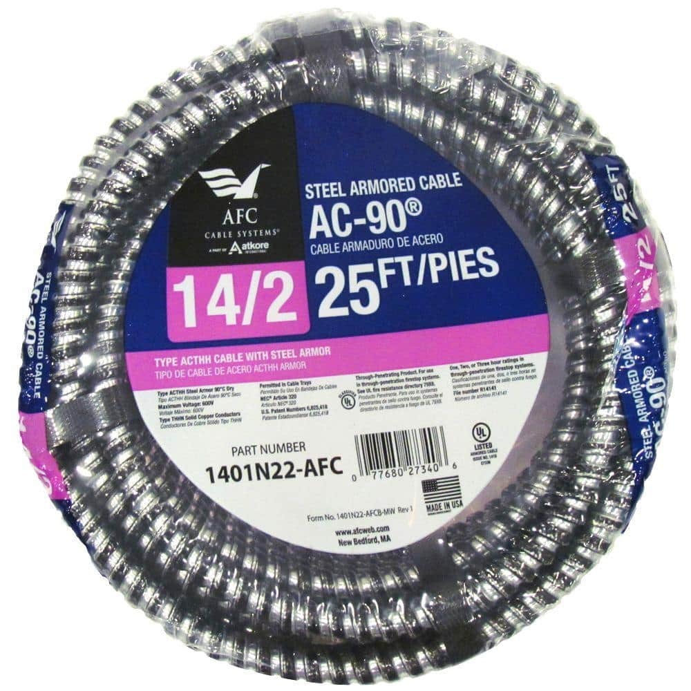 UPC 077680273406 product image for AFC Cable Systems 14/2 x 25 ft. BX/AC-90 Armored Electrical Cable | upcitemdb.com