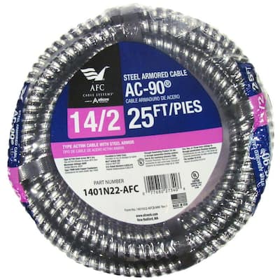 14/2 x 25 ft. BX/AC-90 Armored Electrical Cable