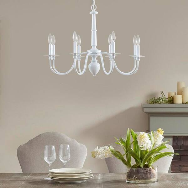 Druct 8-Light White Candle Chandelier Light Fixture B035_B03599395