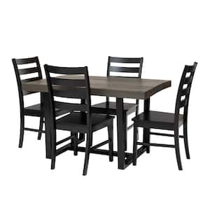 5-Piece Grey/Black Distressed Dining Set