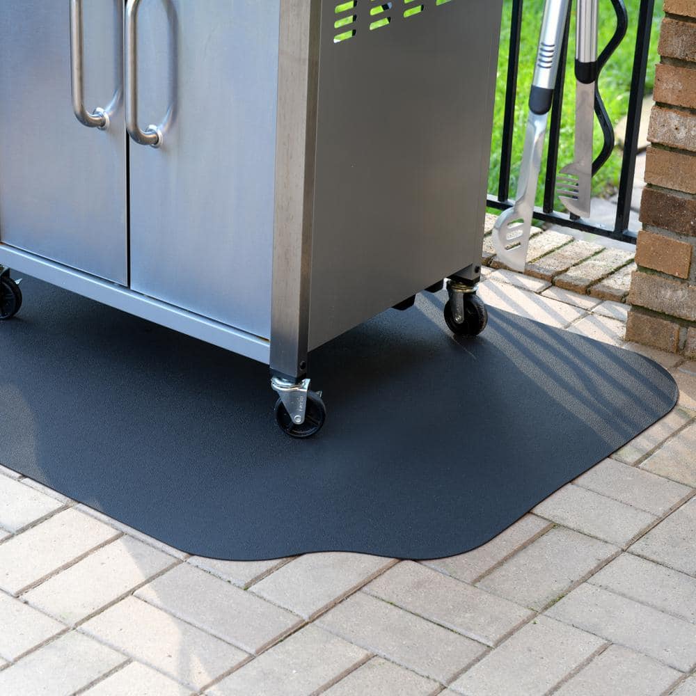 Black Synthetic Rubber Grill Protective Mat 30" x 48"