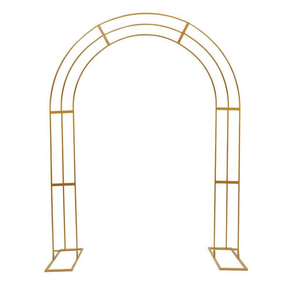 YIYIBYUS 102.4 in. x 82.7 in. Gold Metal Wedding Backdrop Balloon Archway Decoration Stand Climbing Plant Garden Arbor