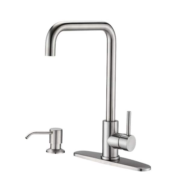 CASAINC Single Handle High Arc Standard Kitchen Faucet with Deckplate Included in Brushed Nickel