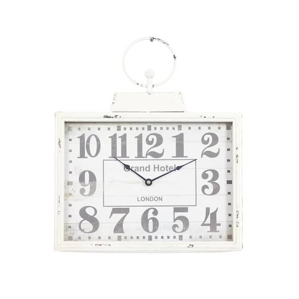 Litton Lane 16 in. x 15 in. White Metal Pocket Watch Style Wall Clock