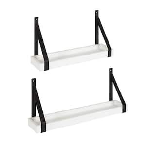 Kate and Laurel Levie 8 in. x 36 in. x 5 in. Black MDF Floating Decorative  Wall Shelf with Hooks Without Brackets 216488 - The Home Depot