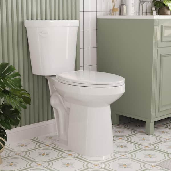 2-Piece 1.28 GPF Single Flush Elongated 19" ADA Tall Toilet in White MAP 1000, Slow-Close Seat Included