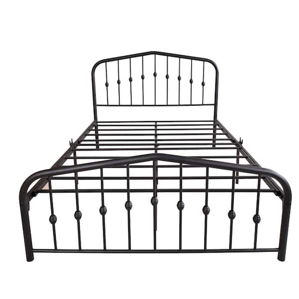 Bansa Rose Black Metal Bed Frame Full, Black Iron Bed Frame Full Size