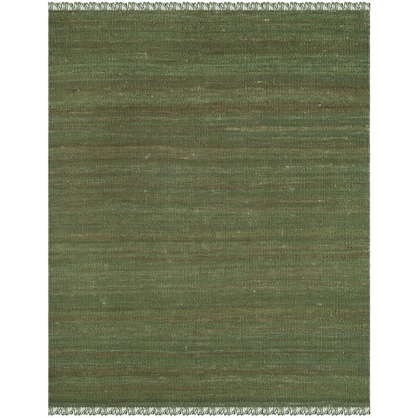 Natural Fiber 10 ft. x 14 ft. Green Solid Color Area Rug