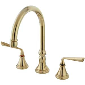 Silver Sage 2-Handle Deck Mount Widespread Kitchen Faucets in Polished Brass
