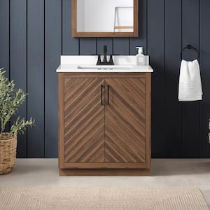 Huckleberry 30 in. W x 19 in. D x 34.5 in. H Single Sink Bath Vanity in Spiced Walnut with White Engineered Stone Top