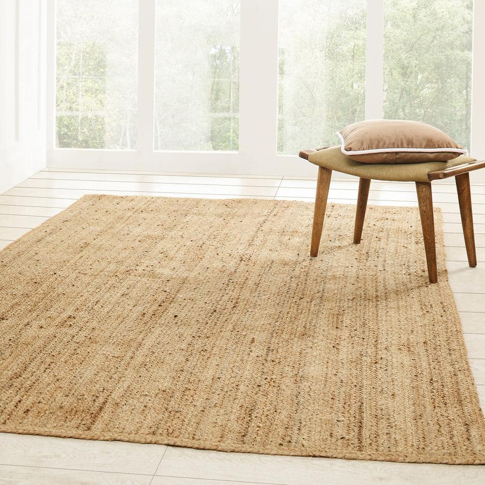 Hand-Woven Natural Jute 8' x 10' Braided Area Rug