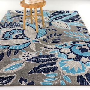 Melanie Grey 5 ft. x 7 ft. Floral Area Rug