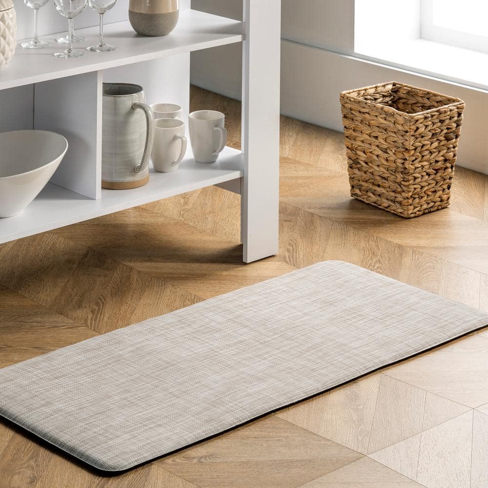 Off-White Synthetic Non-Slip Rectangular Comfort Mat 20" x 42"